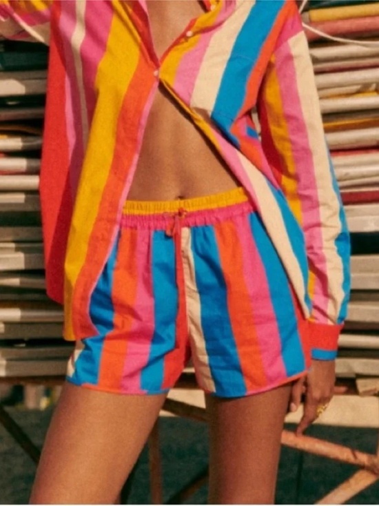 Sezane Pants - Sezane x Farm Rio Kurt Shorts Striped Size 36